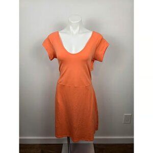 Pact Orange Cotton Elastane Cutout Back V Neck T Shirt Dress Women's XL